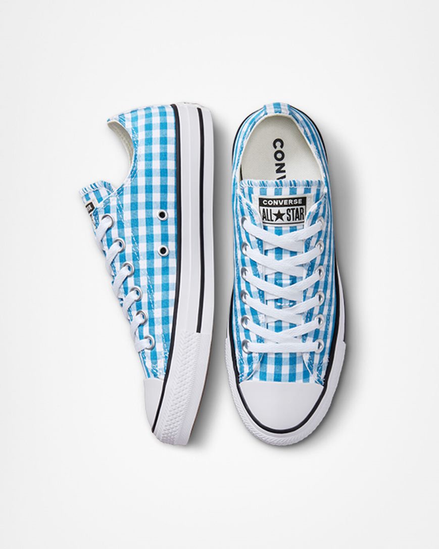 Women's Converse Chuck Taylor All Star Gingham Low Top Shoes Blue / White / Black | AU E0891T